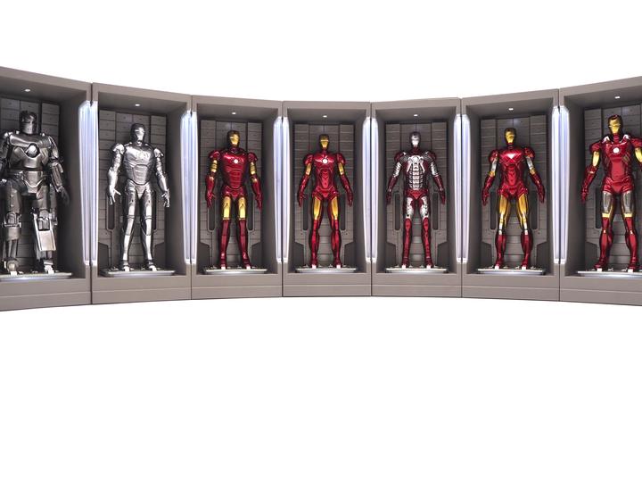 Hot Toys MMSC005-MMSC012 - Marvel Comics - Iron Man 3 - Iton Man Hall Of Armor Miniature Collectible