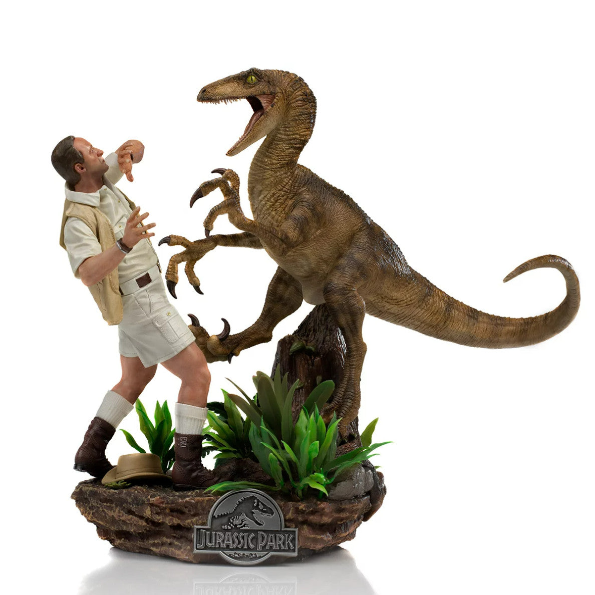 Iron Studios UNIVJP40421-10 - Jurassic Park - Robert Muldoon Vs Raptor