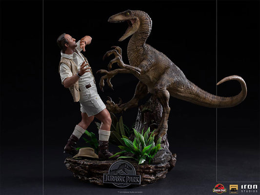 Iron Studios UNIVJP40421-10 - Jurassic Park - Robert Muldoon Vs Raptor