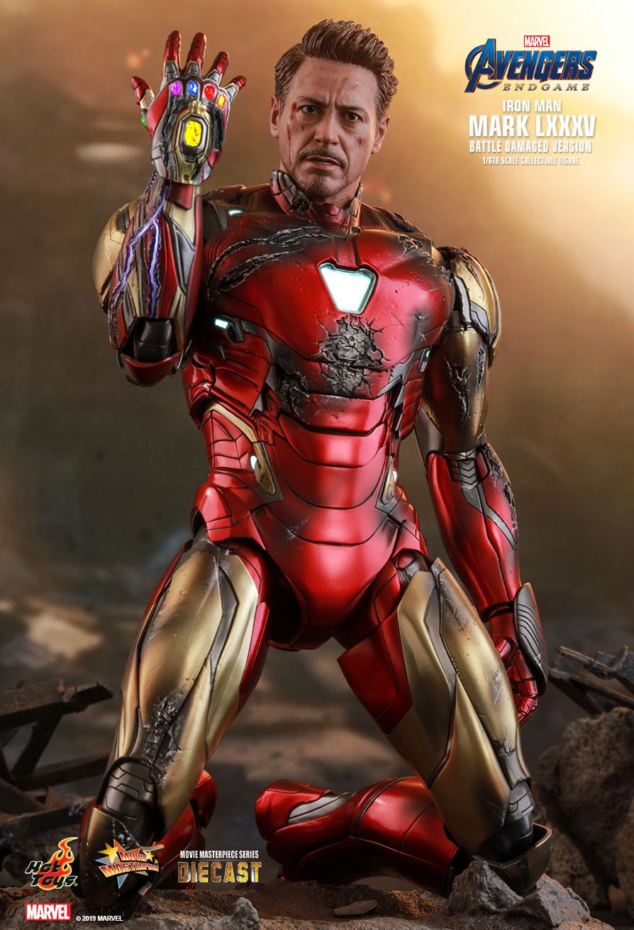 Hot Toys MMS543D38B -Marvel Comics - Avengers : Endgame - Iron Man Mark LXXXV Battle Damaged Deluxe Version