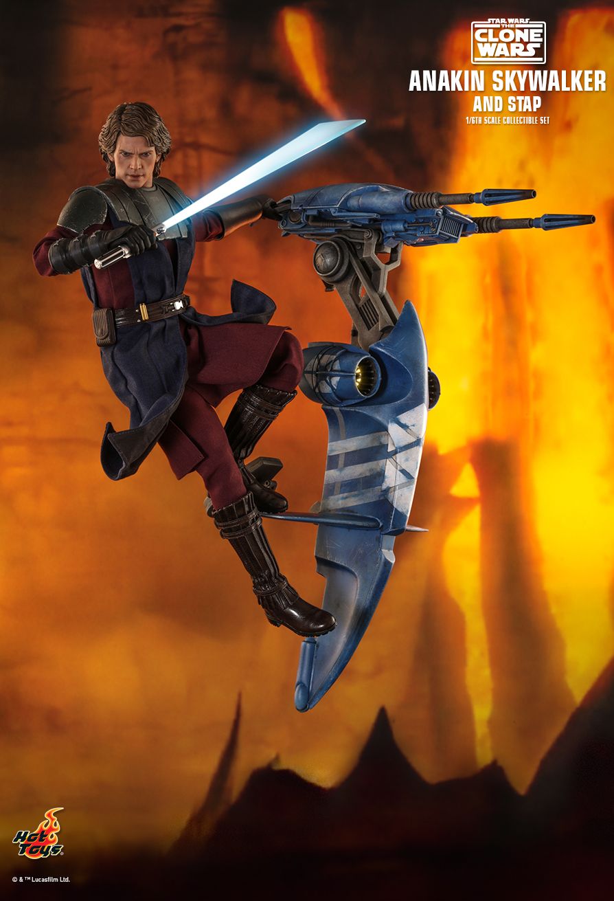 Hot Toys TMS020 - Star Wars : The Clone Wars - Anakin Skywalker And Stap Standard Version