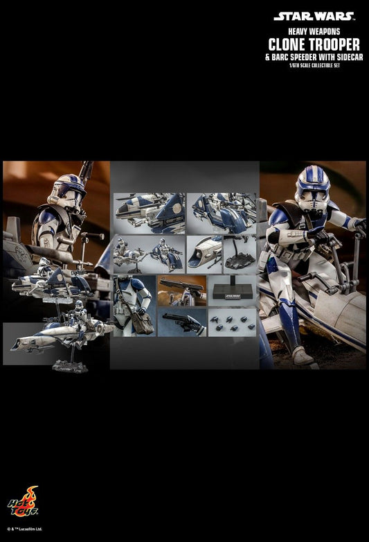 Hot Toys TMS077 - Star Wars : The Clone Wars - Heavy Weapons Clone Trooper & Barc Speeder With Sidecar