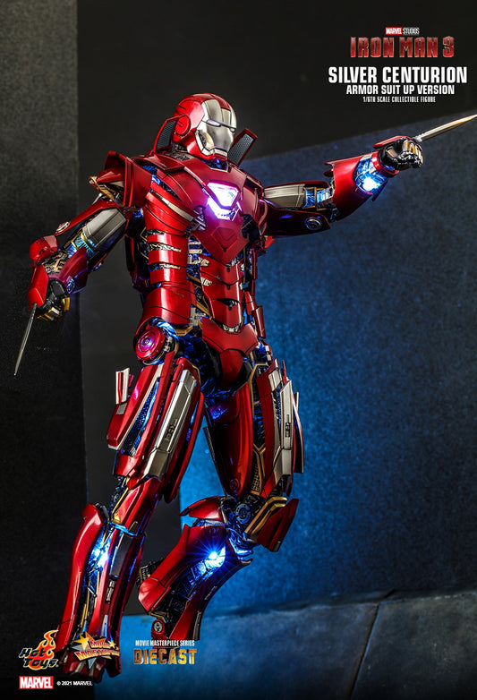 Hot Toys MMS618D43 - Marvel Comics - Iron Man 3 - Silver Centurion Armor Suit Up Version