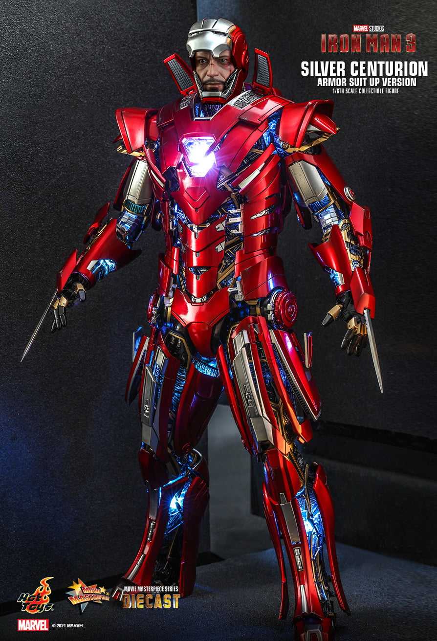 Hot Toys MMS618D43 - Marvel Comics - Iron Man 3 - Silver Centurion Armor Suit Up Version