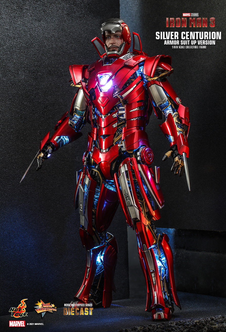 Hot Toys MMS618D43 - Marvel Comics - Iron Man 3 - Silver Centurion Armor Suit Up Version